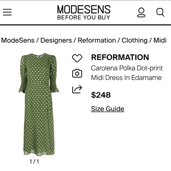 NWT Reformation Carolina Dress in Edamame - Picture 4 of 12